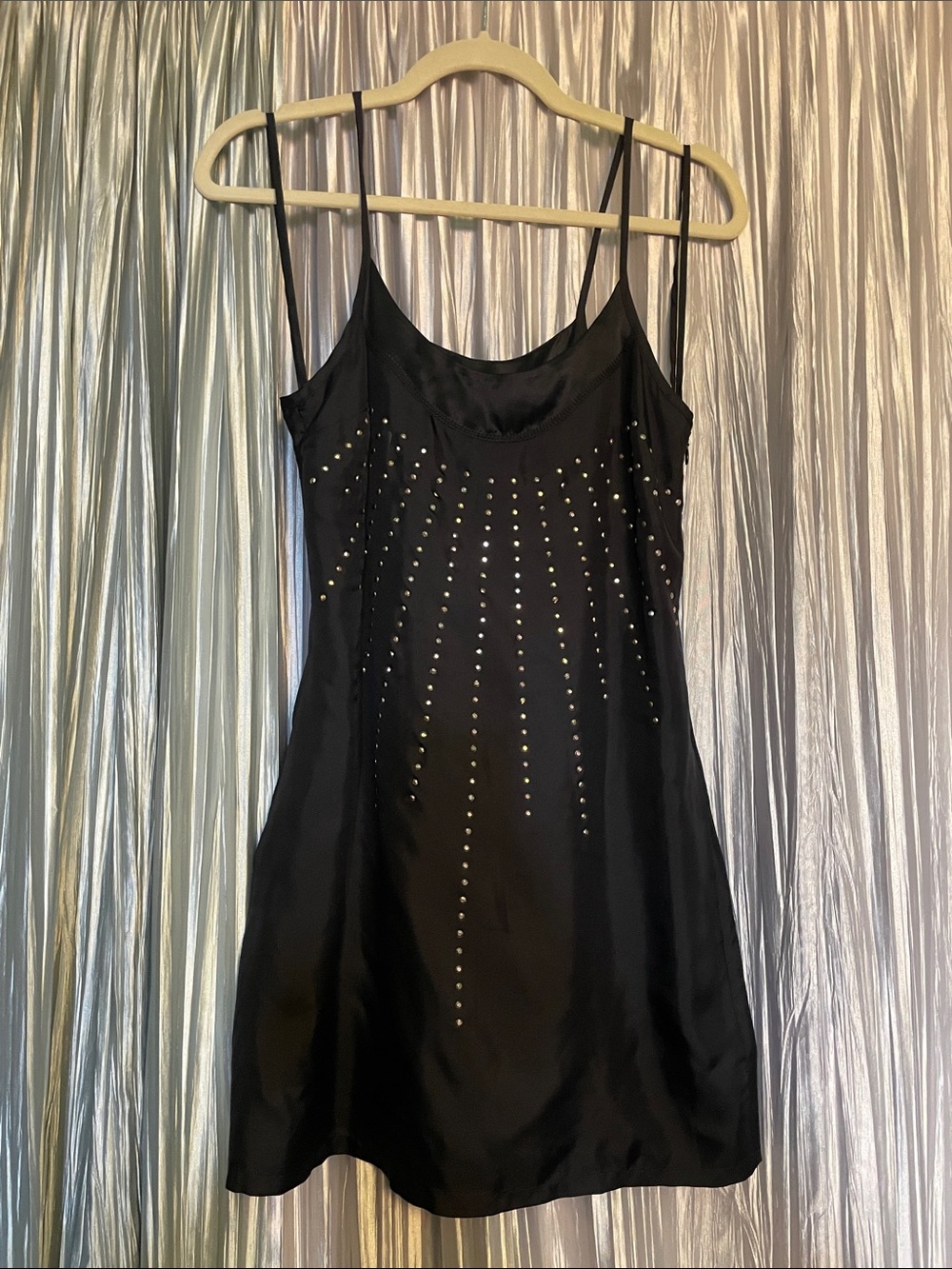 Vintage Armani Exchange Black Studded Slip Mini Dress